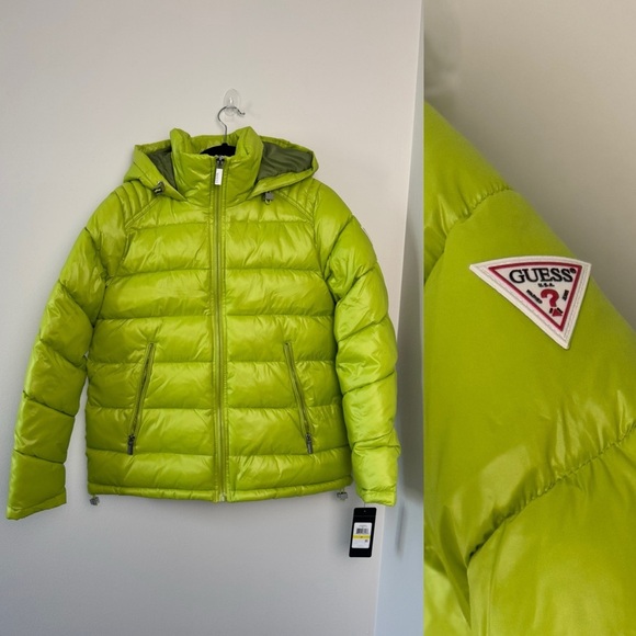 Guess Jackets & Blazers - GUESS Women's High-Shine Hooded Puffer Coat Size M
 (new with tag)